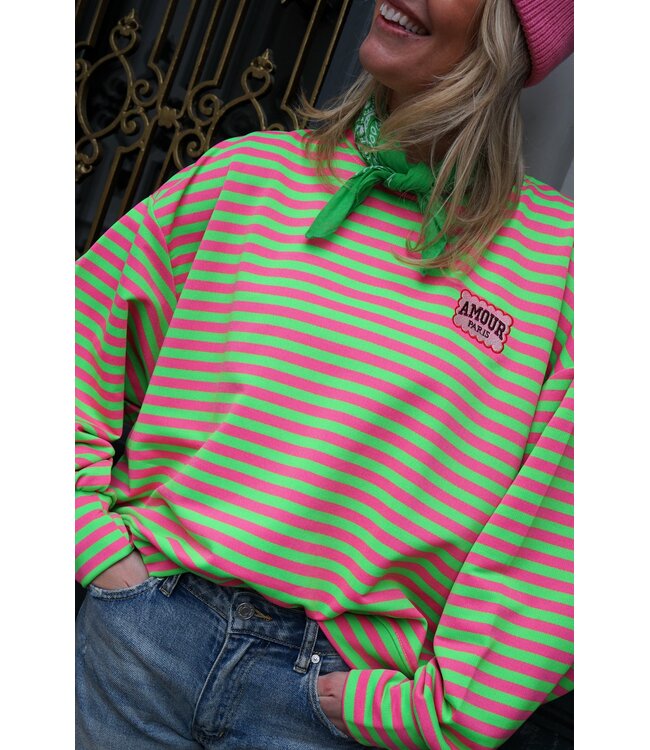 STREEP TOP AMOUR FUCHSIA GIFGROEN