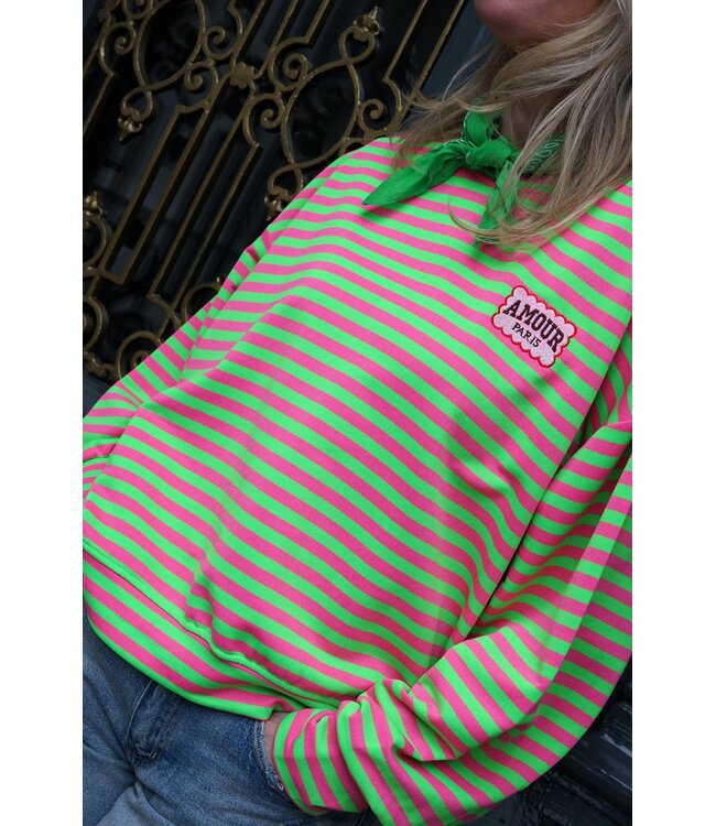 STREEP TOP AMOUR FUCHSIA GIFGROEN