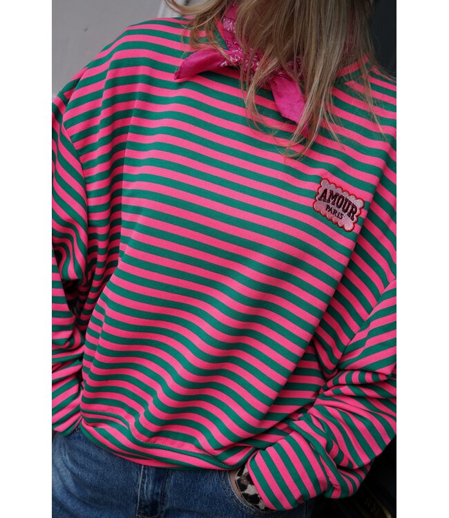 STREEP TOP AMOUR FUCHSIA GROEN