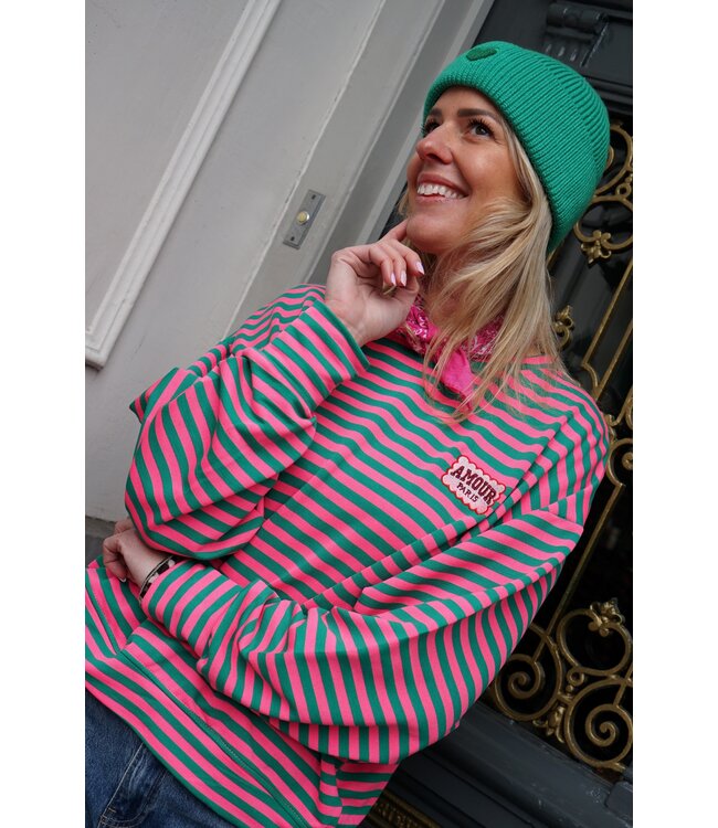 STREEP TOP AMOUR FUCHSIA GROEN