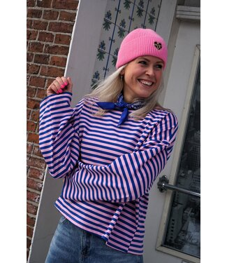 STREEP TOP SAAR ROZE BLAUW