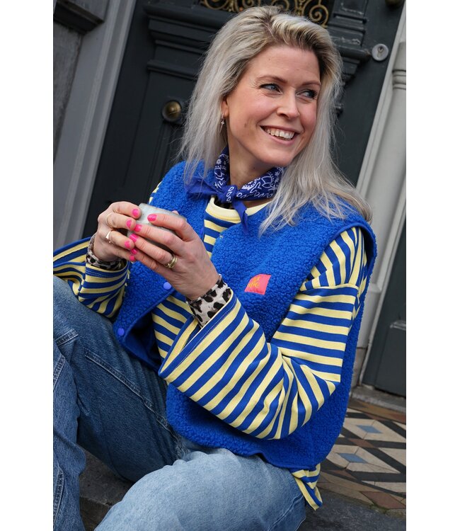 STREEP TOP LIV BLAUW GEEL