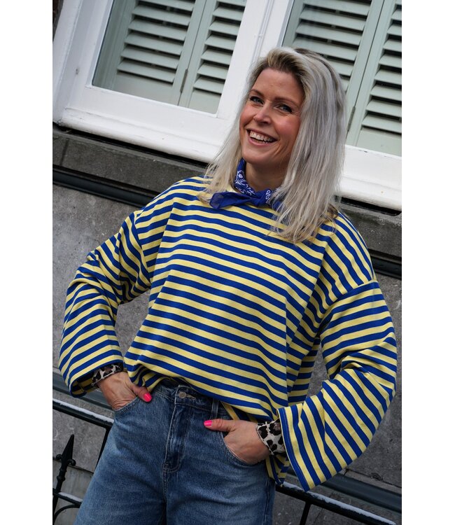 STREEP TOP LIV BLAUW GEEL