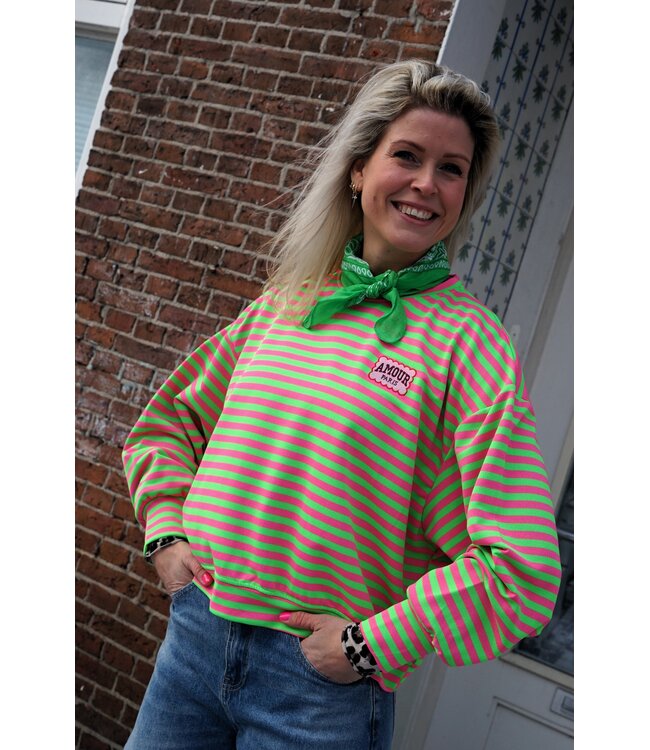 STREEP TOP AMOUR FUCHSIA GIFGROEN