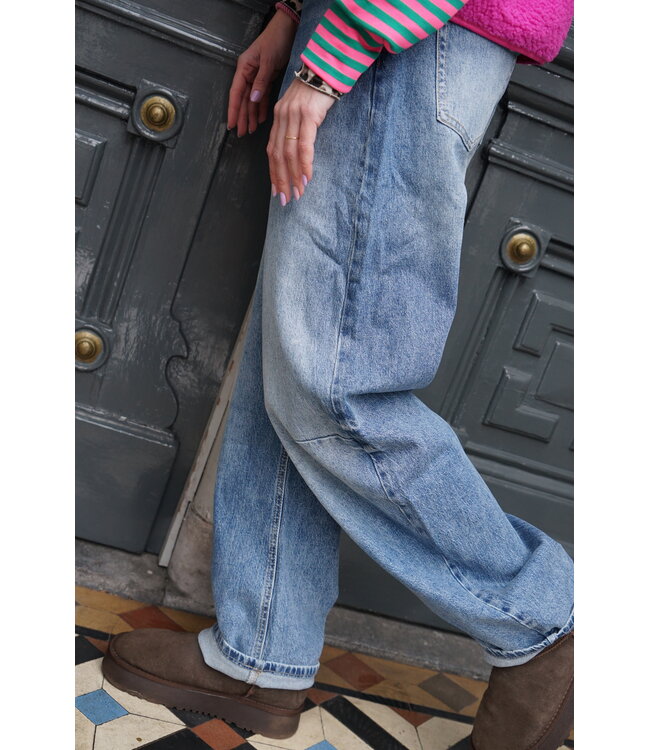 BARREL JEANS BLAUW