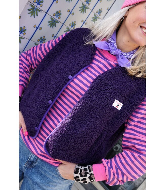 TEDDY GILET CHERRY PAARS