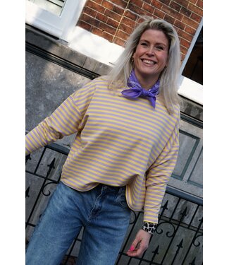 STREEP TOP KIM LILA GEEL