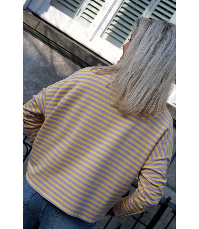 STREEP TOP KIM LILA GEEL