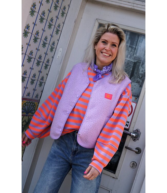 STREEP SWEATER FAY LILA ORANJE