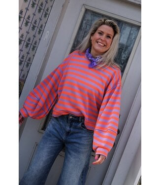STREEP SWEATER FAY LILA ORANJE
