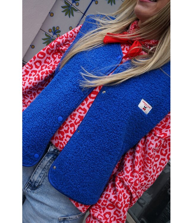 TEDDY GILET CHERRY BLAUW