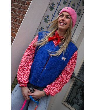 TEDDY GILET CHERRY BLAUW
