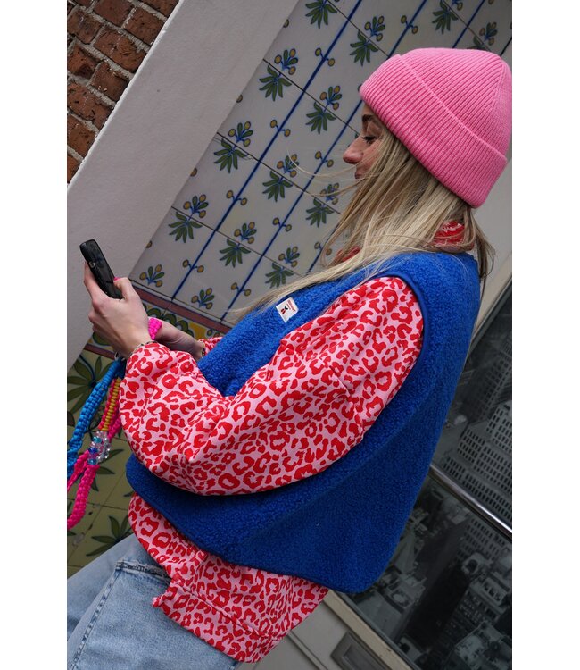TEDDY GILET CHERRY BLAUW