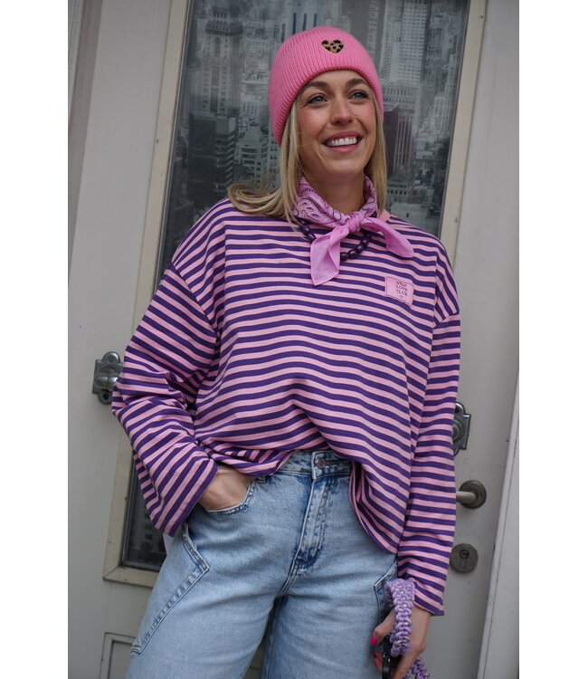 STREEP TOP SELF LOVE ROZE PAARS