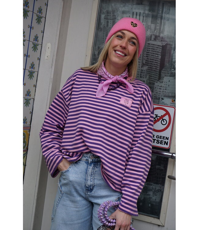 STREEP TOP SELF LOVE ROZE PAARS