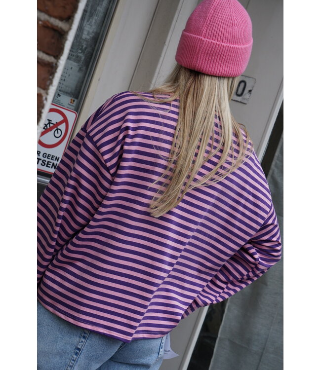 STREEP TOP SELF LOVE CLUB ROZE PAARS