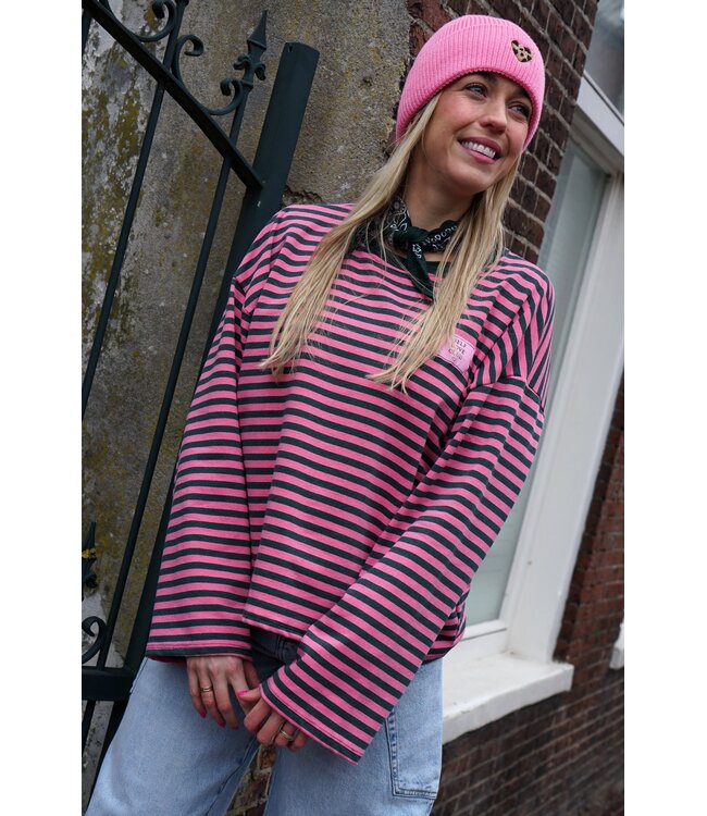 STREEP TOP SELF LOVE CLUB ROZE GROEN