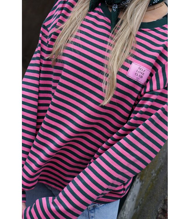 STREEP TOP SELF LOVE CLUB ROZE GROEN