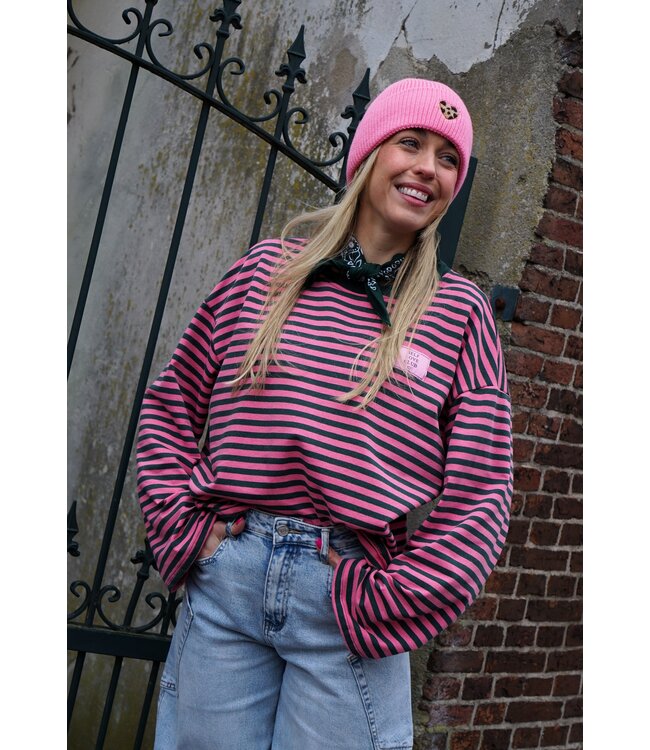 STREEP TOP SELF LOVE CLUB ROZE GROEN