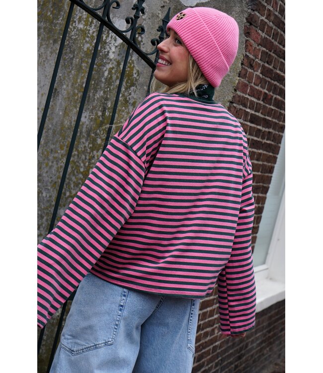 STREEP TOP SELF LOVE FUCHSIA GROEN