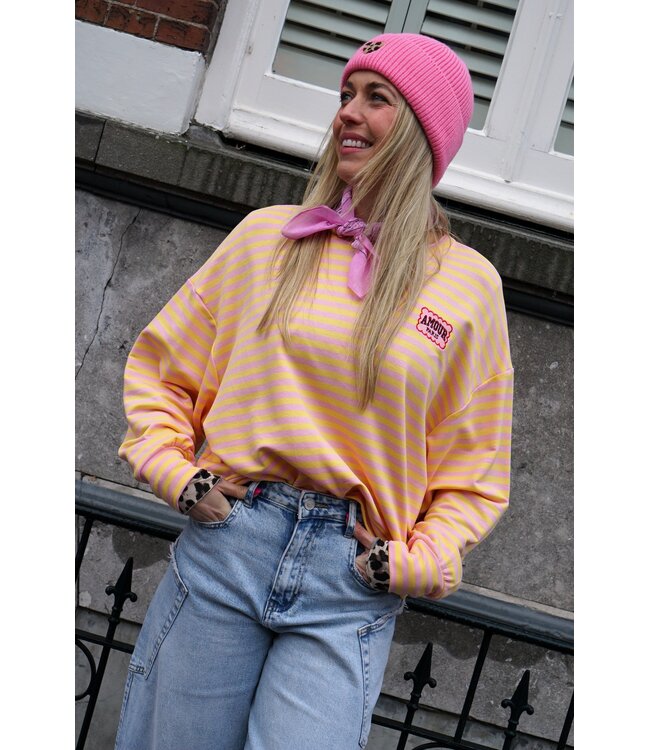 STREEP TOP AMOUR ROZE GEEL