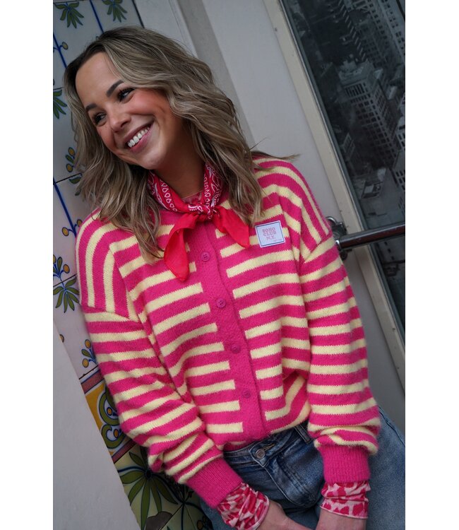 STREEP VEST SOHO CLUB GEEL FUCHSIA