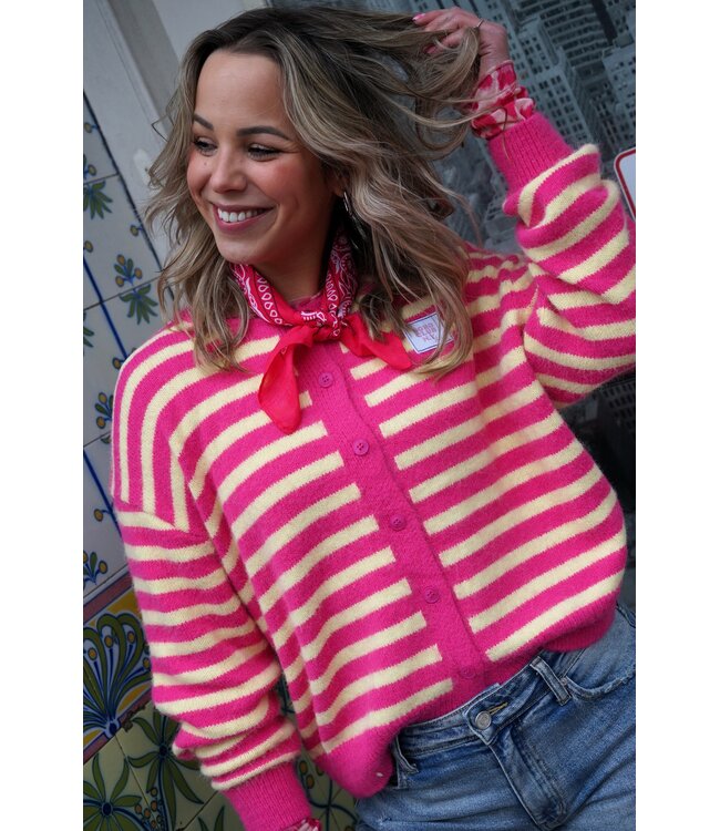 STREEP VEST SOHO CLUB GEEL FUCHSIA