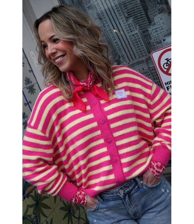 STREEP VEST SOHO CLUB GEEL FUCHSIA