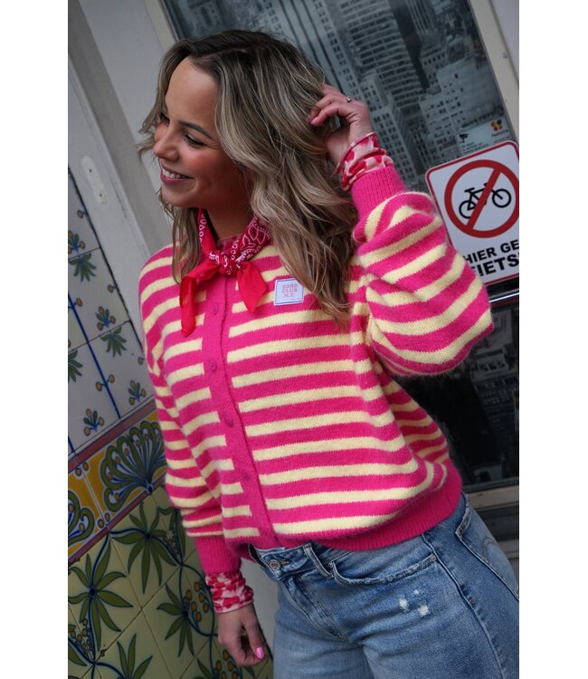STREEP VEST SOHO CLUB GEEL FUCHSIA