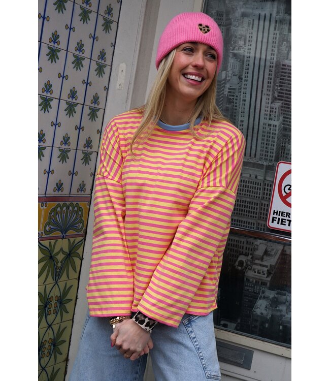 STREEP TOP SAAR GEEL ROZE