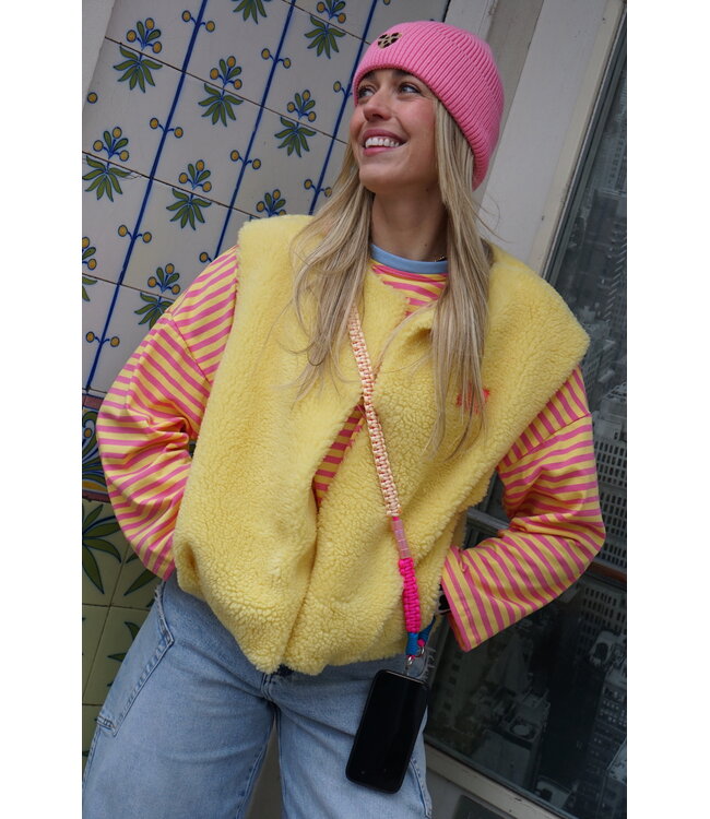 STREEP TOP SAAR GEEL ROZE