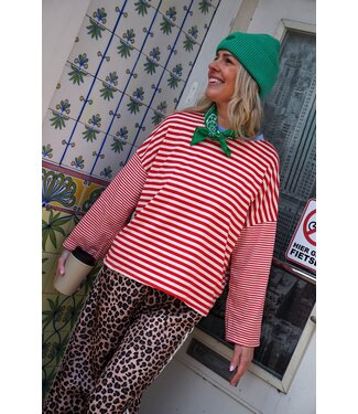 STREEP TOP NINA ROOD WIT