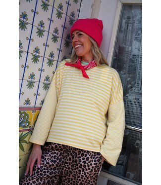 STREEP TOP NINA GEEL WIT