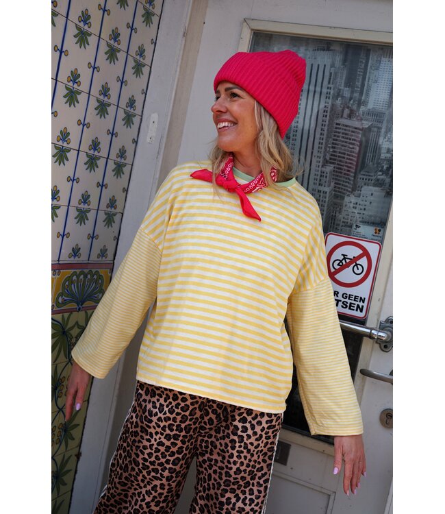 STREEP TOP NINA GEEL WIT