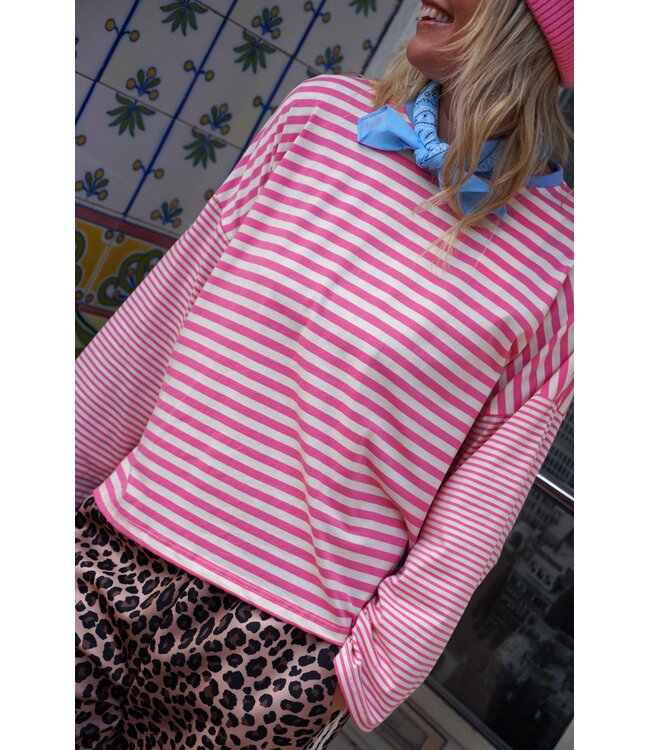 STREEP TOP NINA FUCHSIA WIT