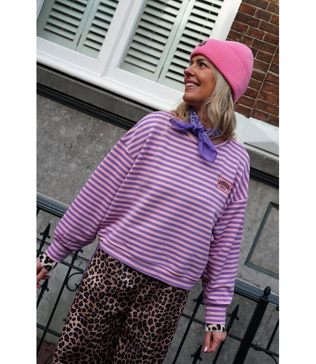 STREEP TOP AMOUR LILA ROZE