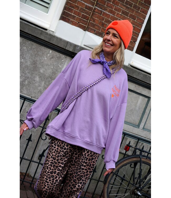 SWEATER PARIS AMOUR LILA ORANJE