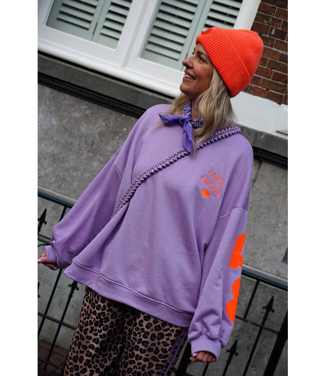 SWEATER PARIS AMOUR LILA ORANJE