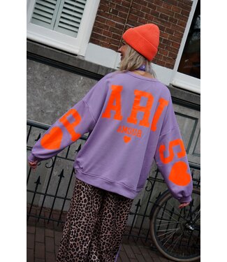 SWEATER PARIS AMOUR LILA ORANJE