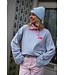 OVERSIZED STREEP TOP ROZE BLAUW