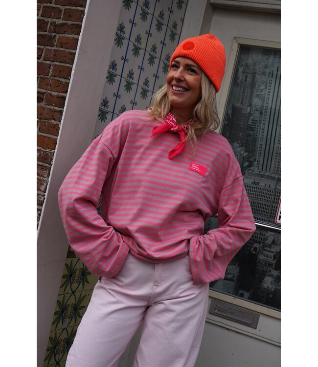 OVERSIZED STREEP TOP ROZE
