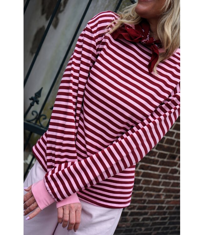 STREEP TOP RIV BURGUNDY ROZE
