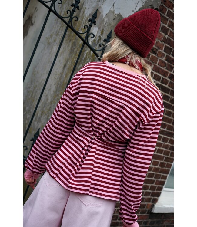 STREEP TOP RIV BURGUNDY ROZE