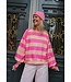 STREEP SWEATER FUCHSIA ORANJE
