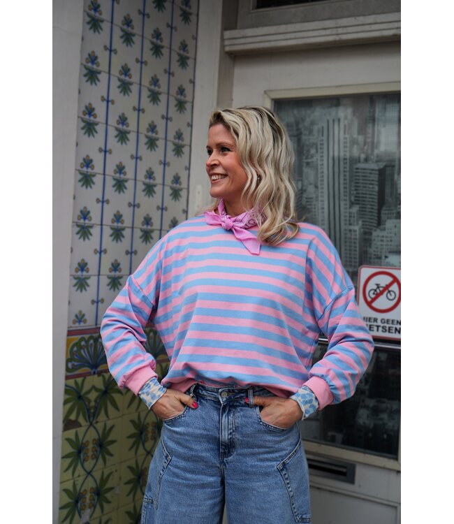 STREEP TOP JUUL ROZE BLAUW