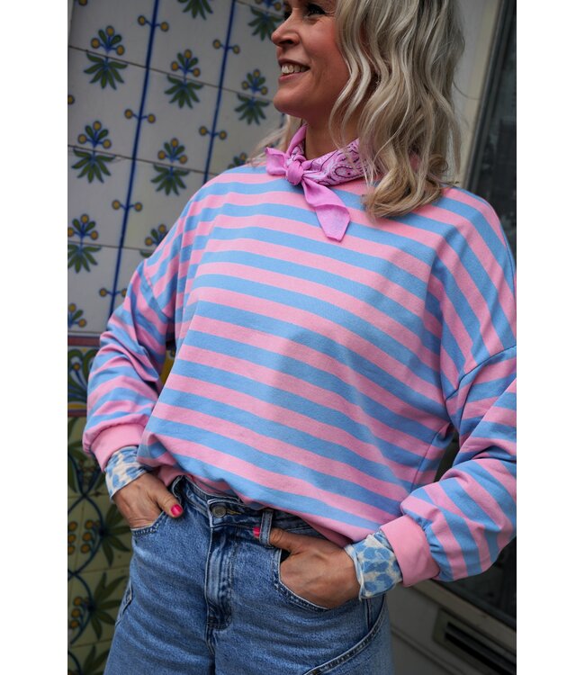STREEP TOP JUUL ROZE BLAUW