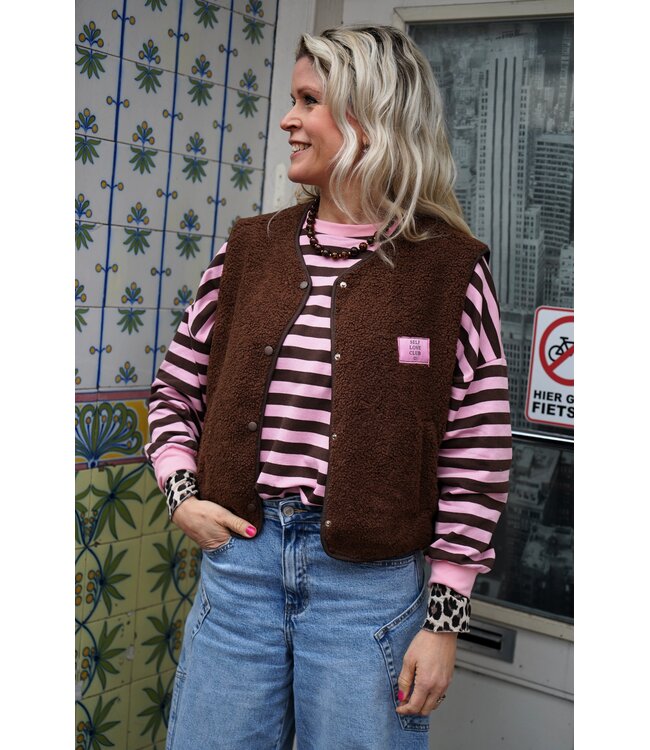 TEDDY GILET SELF LOVE BRUIN