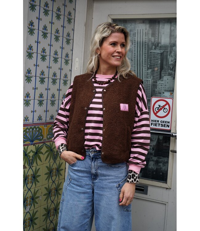 TEDDY GILET SELF LOVE BRUIN