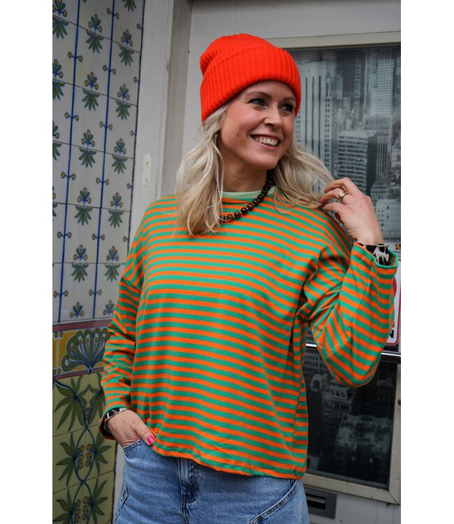 STREEP TOP SAAR ORANJE GROEN