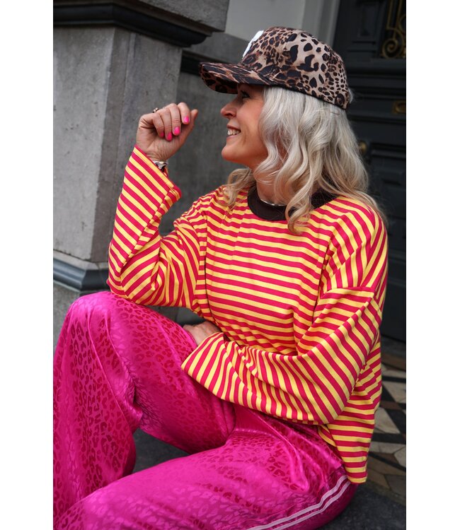 WIJDE BROEK LEOPARD FUCHSIA